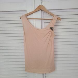 J. Crew One-Shoulder Tank with Brooch - Cream